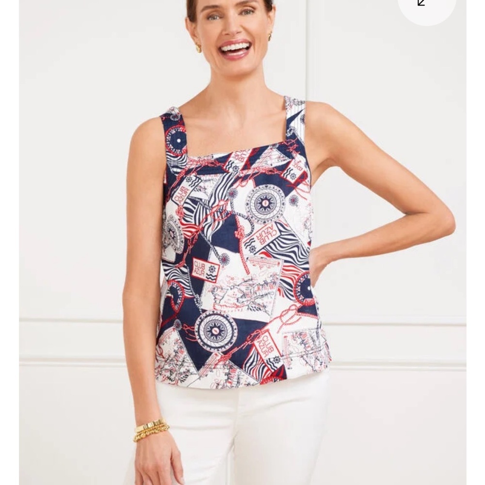 Talbots Red and Blue Patterned Tank Top